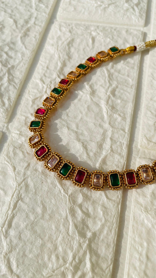 Square-Cut Gem Necklace